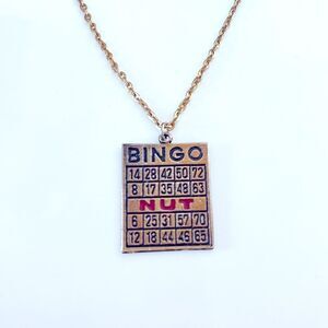 Vintage Gold Bingo Nut Charm Necklace